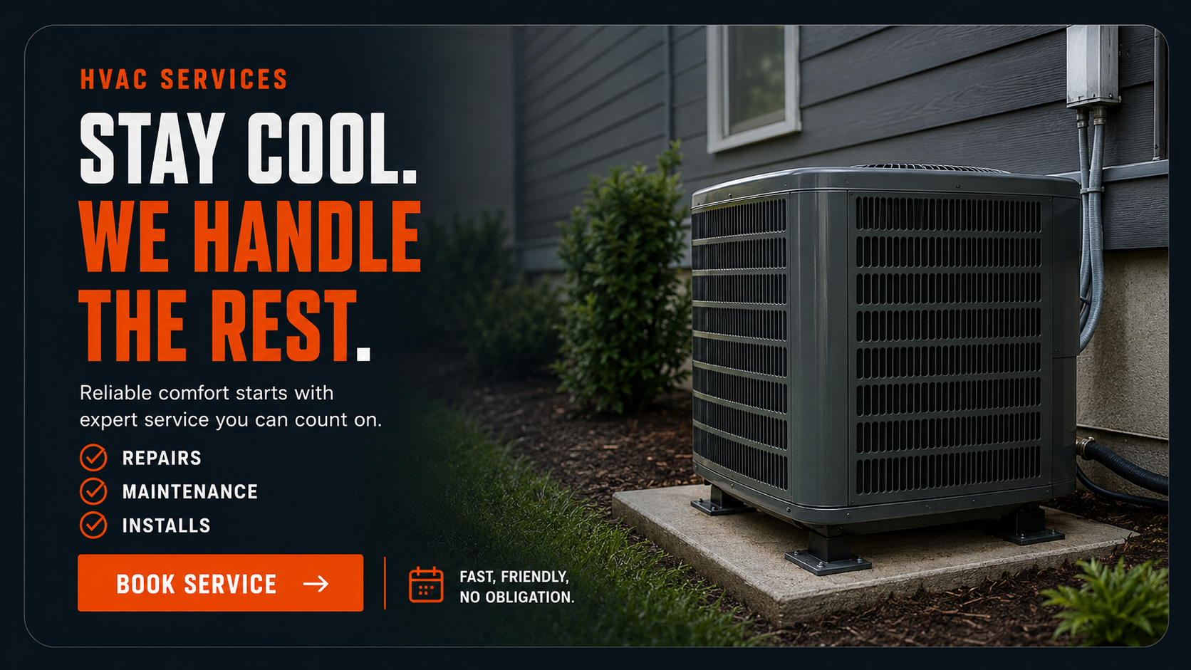 HVAC contractor ad with a problem-solution headline and service list