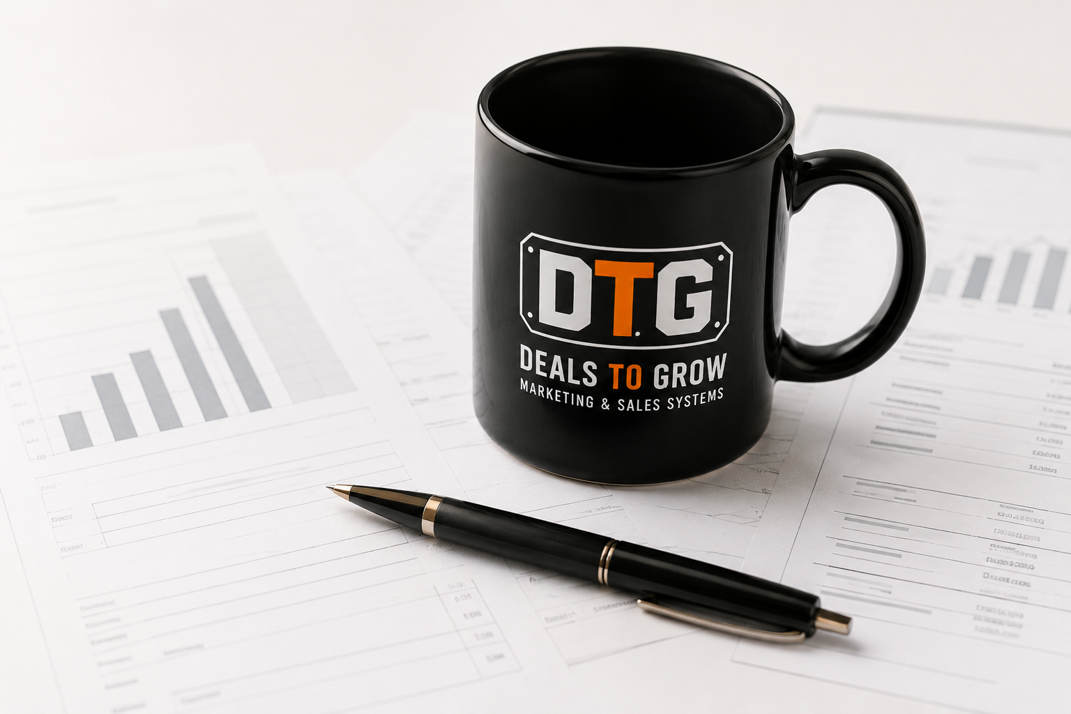 DTG-marked mug on an operator's desk