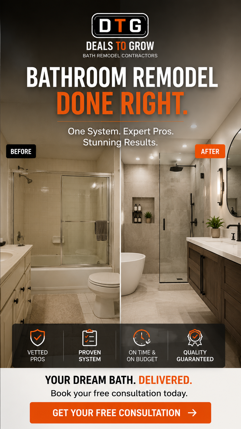 DTG Bath Remodel Done Right — before and after transformation