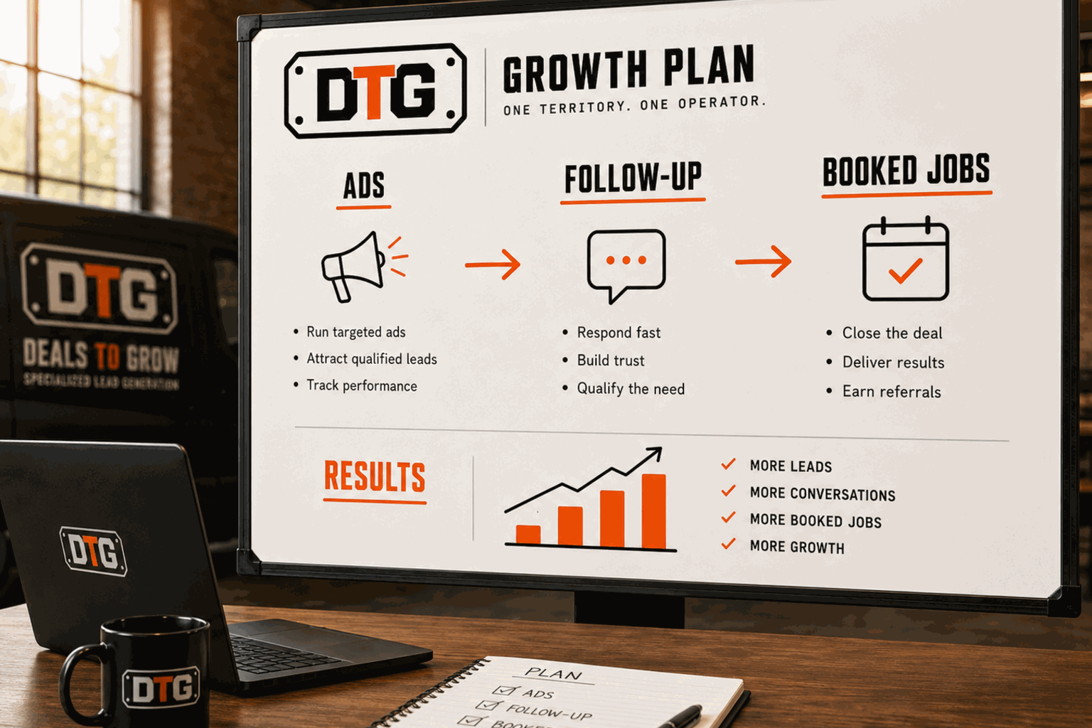 Growth plan mapped out on a screen