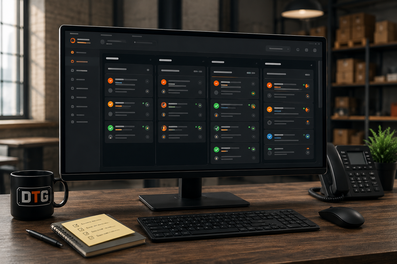 KaChing CRM lead lists on a desk monitor, dark interface