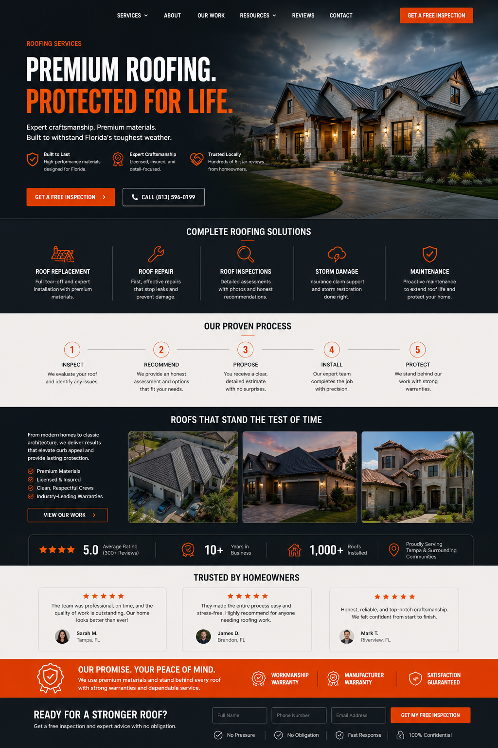 Sample service page with offer details and quote form