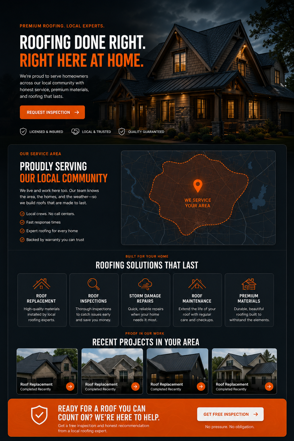 Sample area page targeting a local service territory