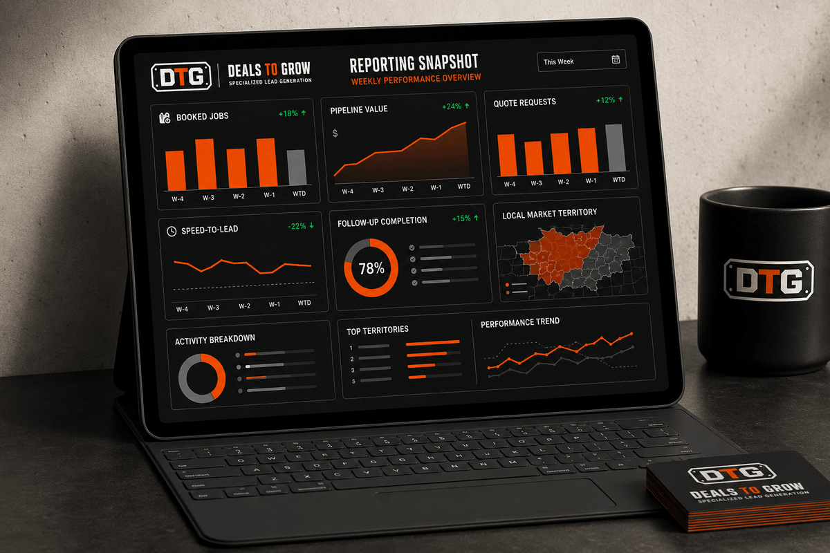 Reporting dashboard with growth charts on a laptop in the DTG workshop