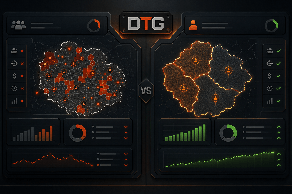 DTG market audit comparing competitor density against an open territory