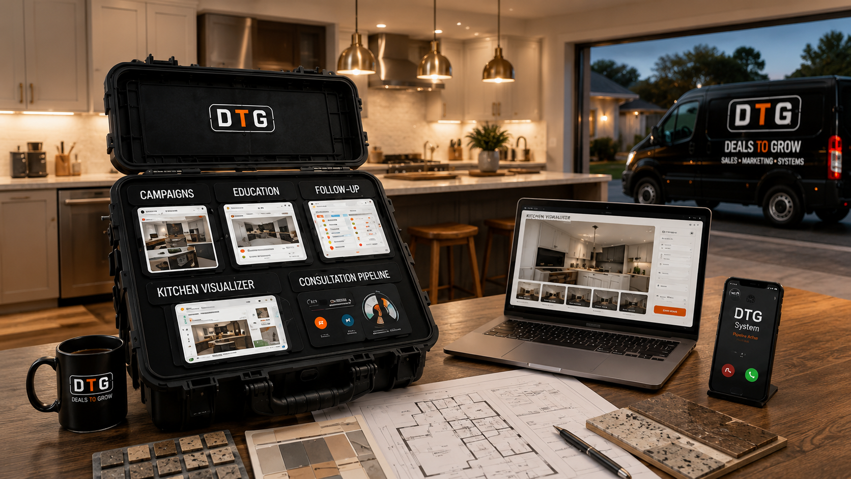 DTG install kit with campaign, education, and follow-up modules