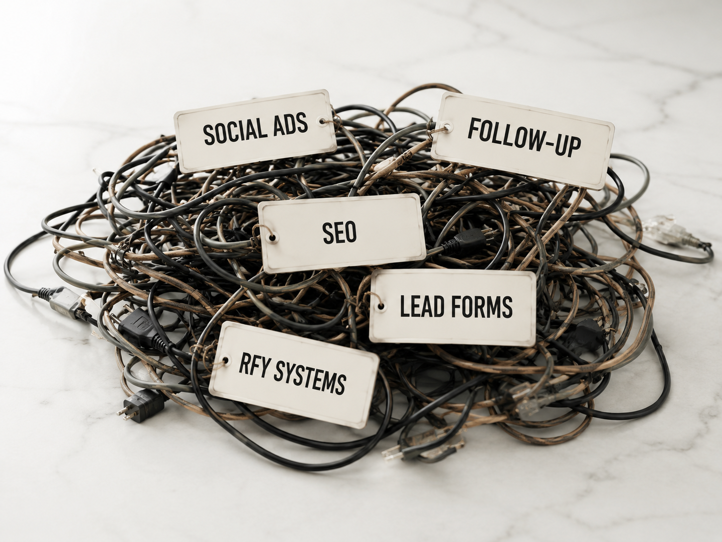 Tangle of disconnected marketing tools