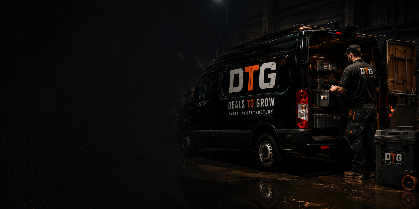 Operator loading the DTG van at night