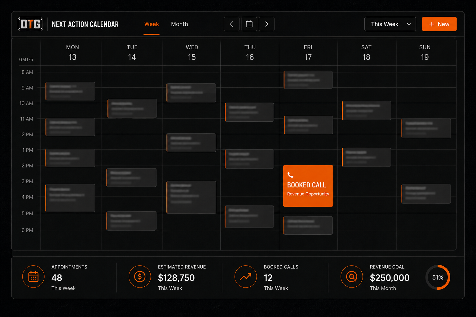 Appointment calendar screen with booked estimates