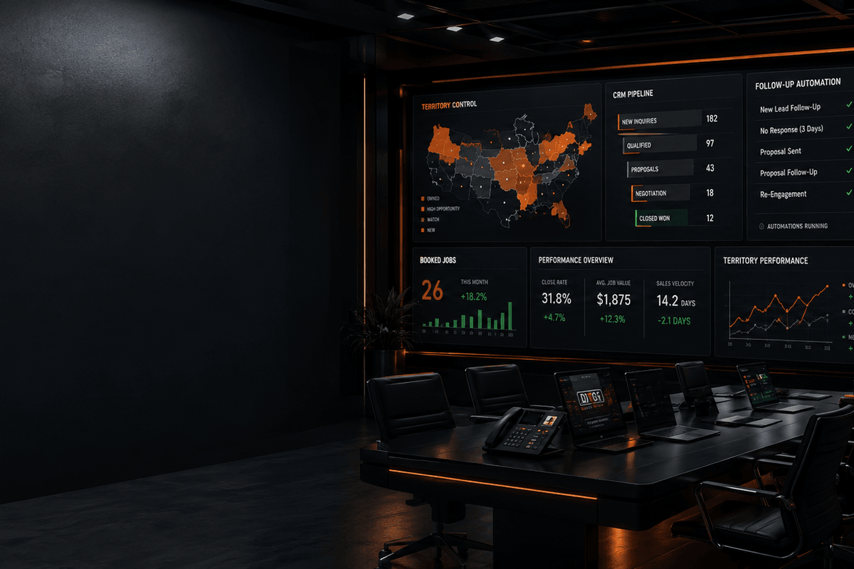 DTG command center with territory and pipeline dashboards