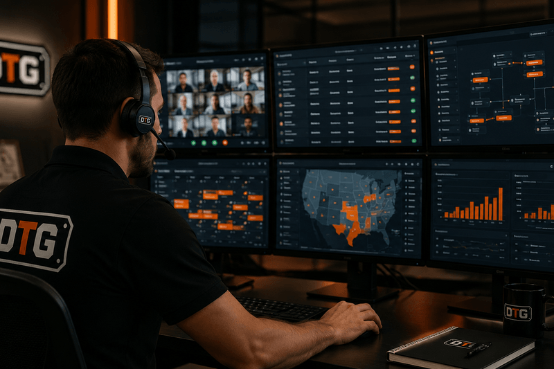 Kickoff call at a headset workstation