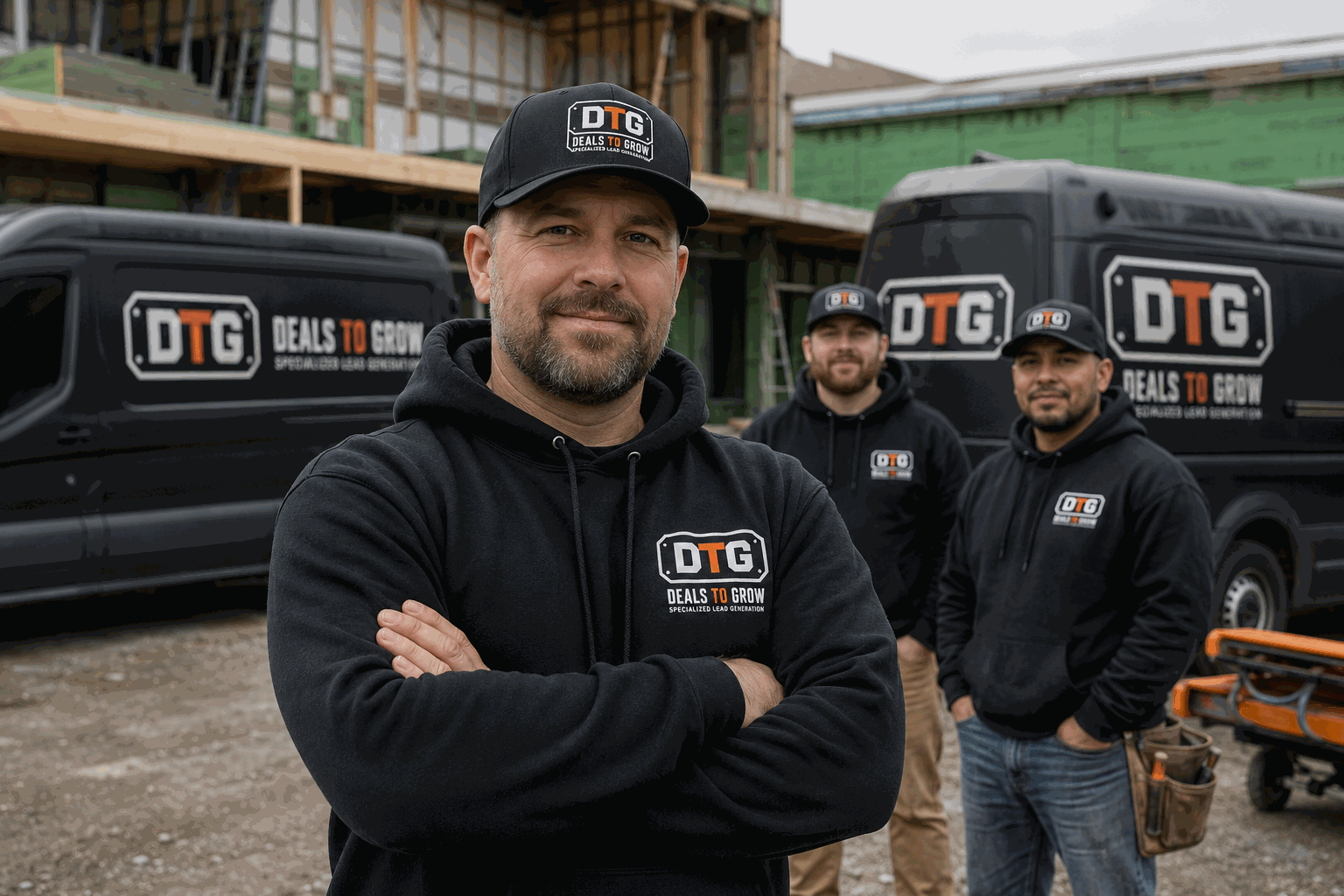 Growing contractor team at a job site