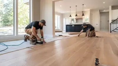 Installed hardwood flooring in a home