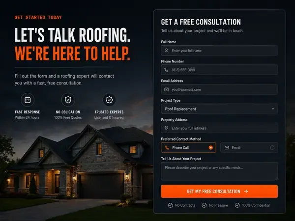 Short inspection-request form on a contractor website
