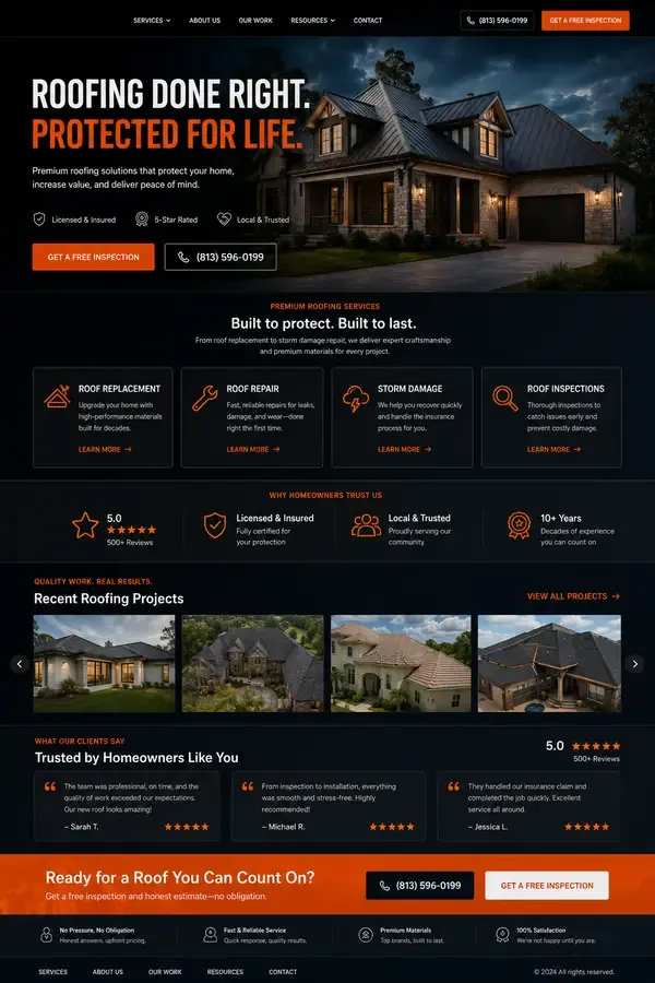 DTG Authority Website — dark, conversion-built contractor homepage