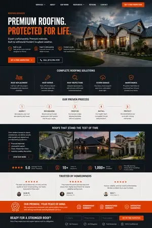 Sample service page with offer details and quote form