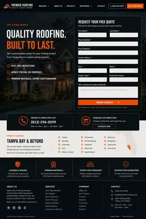 Sample contact page with form and service-area map