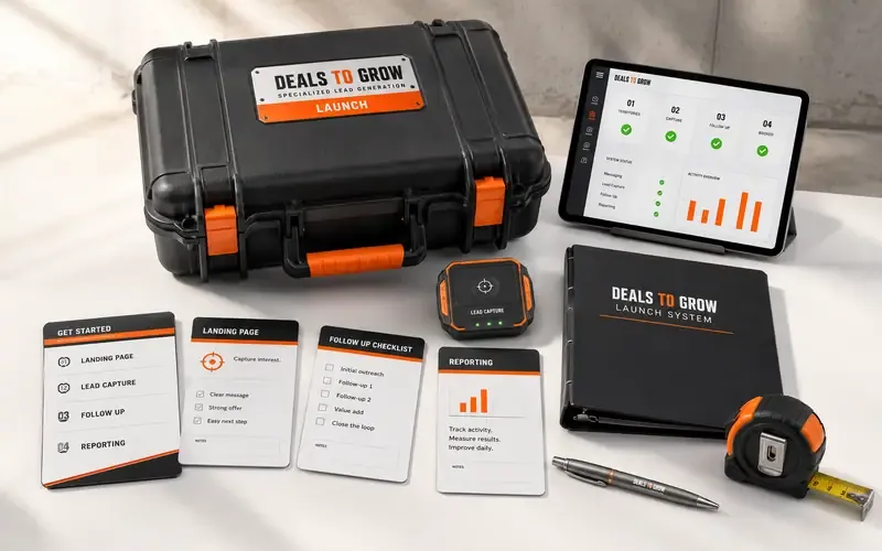 DTG Launch system kit — case, tablet dashboard, checklist cards and branded binder