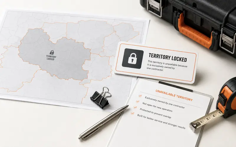 A contractor's metro locked to a single operator on the DealsToGrow territory board