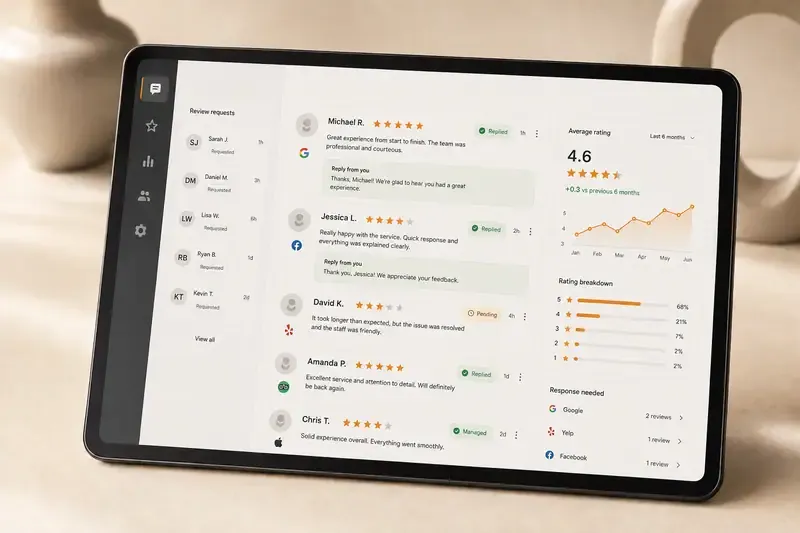 DTG reviews and reputation — automated review requests and routing