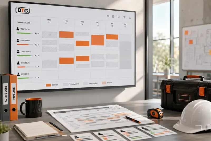 Crew capacity calendar on a bright desk