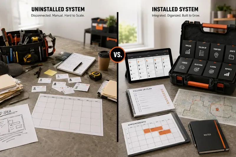 Installed versus uninstalled system comparison on a bright desk