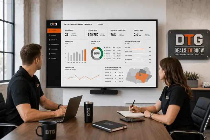 Reporting dashboard with growth charts on a laptop in the DTG workshop