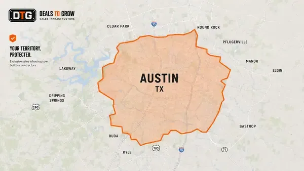 Illustrative exclusive territory map — one metro outlined and protected